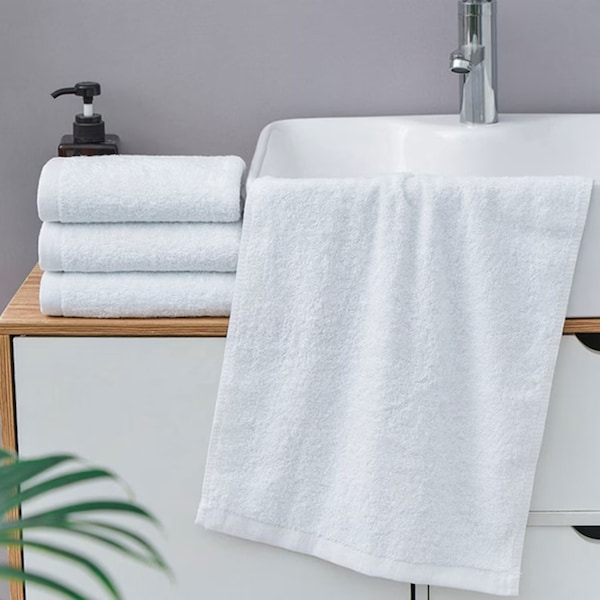 White Hand Towels, 100% Combed Cotton Hand Towels, Bathroom Elegance from American Comfort, Absorbent, Quick-Dry, (Set of 2, 16"x30")