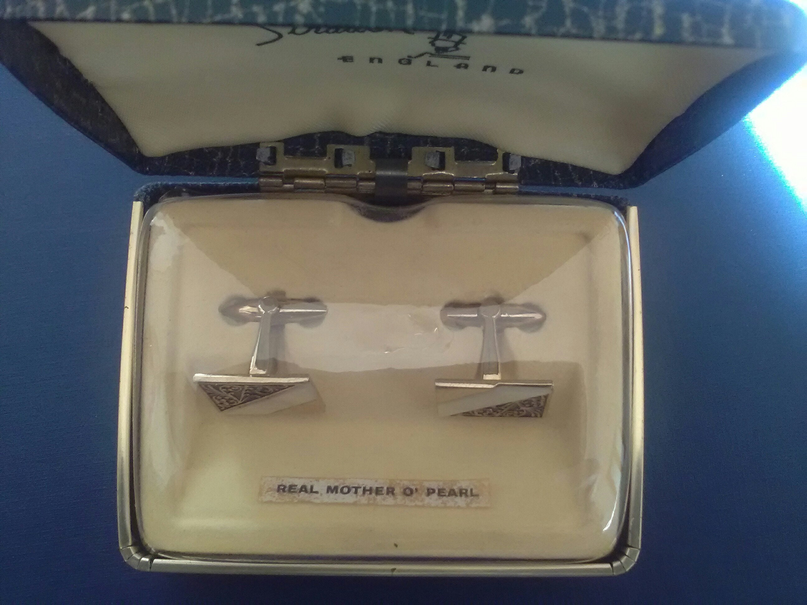 Stratton England cufflinks with real mother of pearl inset. Etsy