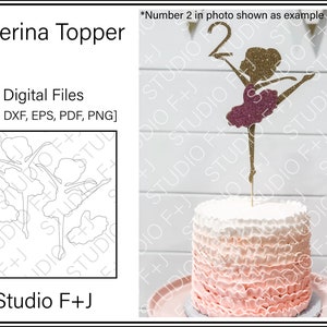 Ballerina Silhouette Cake Topper - No Number - Svg, Dxf, Eps, Pdf, Png - Digital Download - Cricut Files