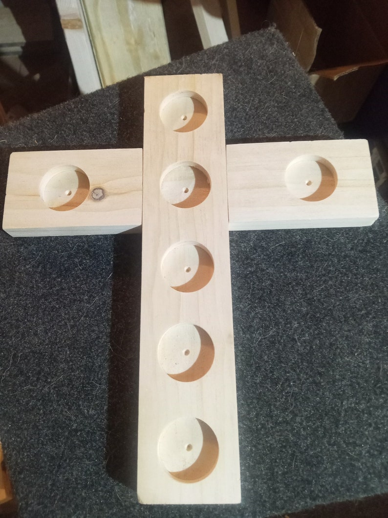 Wooden Cross Candle Holder. It Comes With 7 Free Tea Candles. This is a