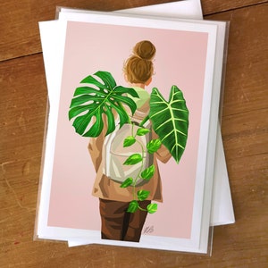 Bringing my plants home Greeting card, Houseplant Lover card, Plant Art, Planty gift, Crazy Plant Lady