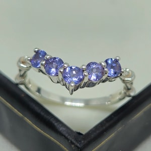 Natürliche Tansanit Band: Halbe Ewigkeit Sterling Silber Stapelring