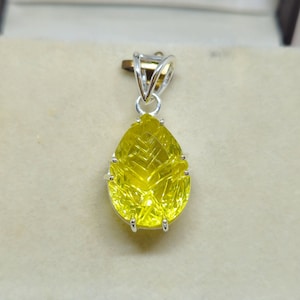 Lemon Topaz Pendant Necklace: Natural Gem, Sterling Silver, November Birthstone
