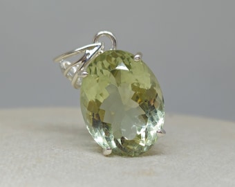Grüner Amethyst Anhänger: Vintage Prasiolith Edelstein, 925 Sterling Silber