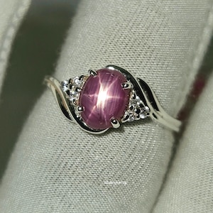 Natürlicher Sternrubin 14k Goldring: Zierlicher Stapelring