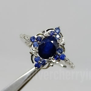 Natural High-Quality Blue Sapphire Ring, Solid 925 Sterling Silver Ring, Blue Sapphire Ring, Gift For Her, Sapphire jewelry