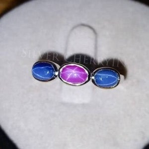 Handmade Sterling Silver Star Sapphire and Ruby Ring