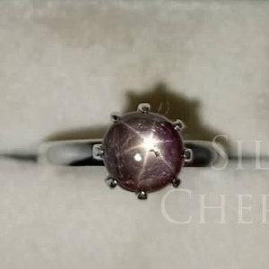 Genuine Star Ruby Ring, Antique Jewelry Ring, Sterling Silver 925 Ring, Vintage Star Ruby Ring, Dainty Staking Ring, Women Ring for Gift.