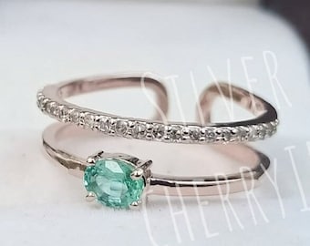 Natuurlijke edelsteenring: 925 sterlingzilver, saffier, robijn en smaragd