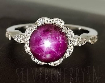 Echte robijnsterring: sterlingzilver en zirkoon sierlijke ring