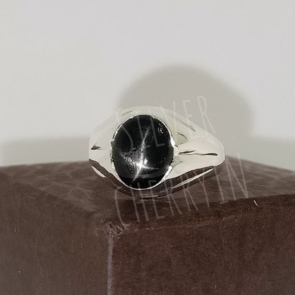 Genuine Black Star Sapphire Ring, Black Star Ring, 925 Sterling Silver, Bridesmaid Gift her , Wedding Ring, Gift For Own, Gift For him