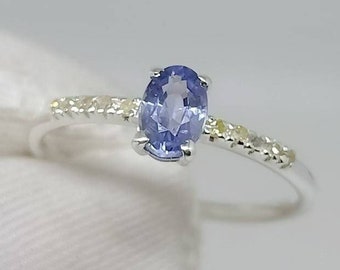 Natural Tanzanite Ring: Oval Gemstone, Sterling Silver December Birthstone