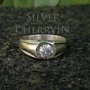 Handmade Moissanite Sterling Silver Men&#39;s Ring