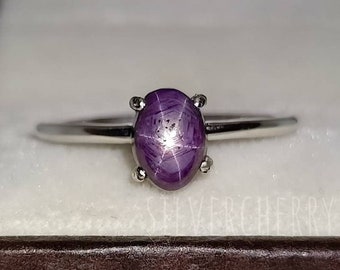 Natural Star Ruby Ring: Sterling Silver July Birthstone