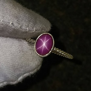Handmade Lab Star Ruby Ring: 925 Sterling Silver Engagement Ring