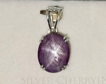 Pendentif rubis étoilé naturel fait main : cadeau bijoux en argent sterling