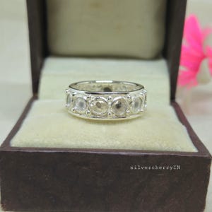 Natural Slice Diamond Polki Ring 925 Silver Slice Polki Diamond Engagement Ring Diamond Women's Band Eternity Ring Anniversary Gift For Her