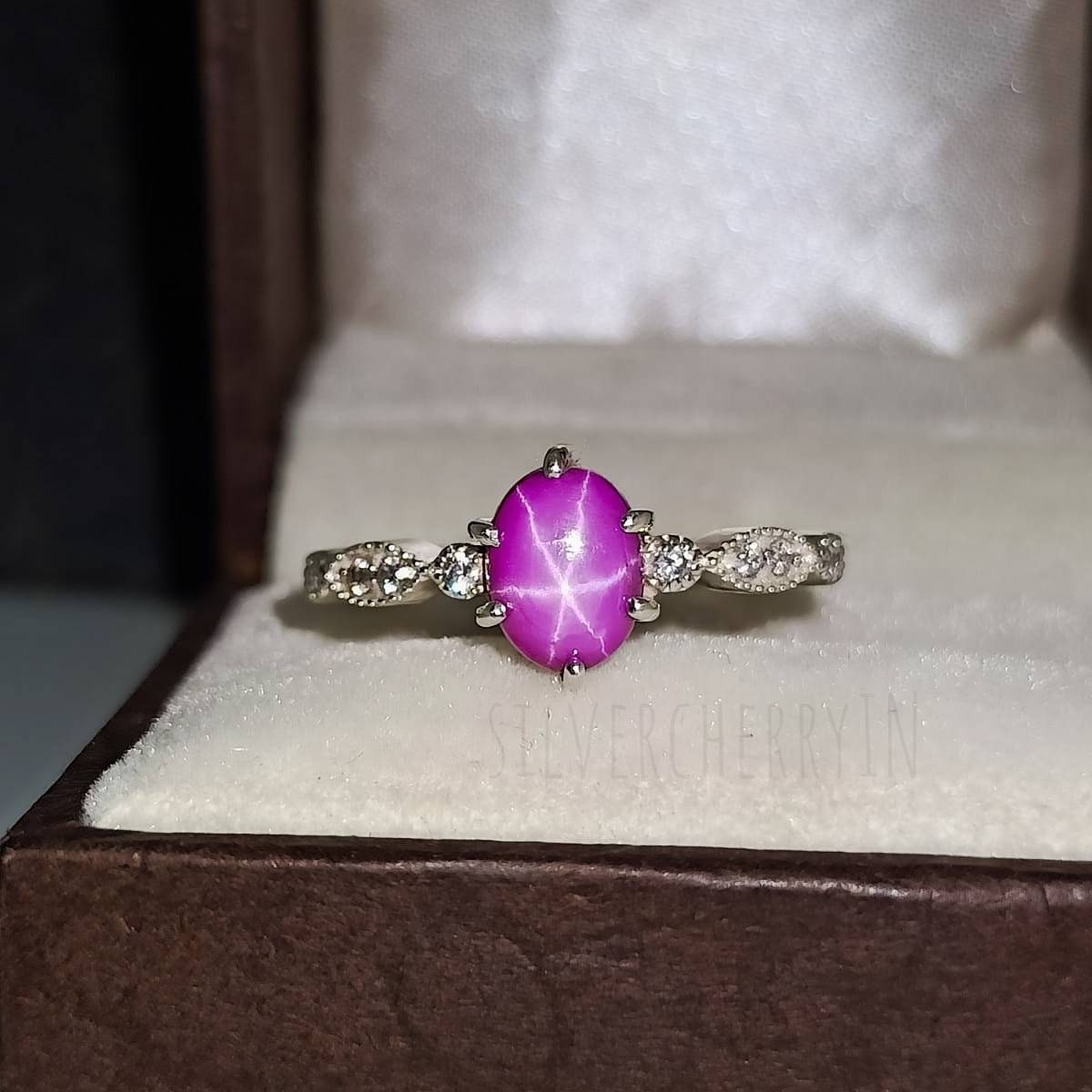 14k Yellow Gold Synthetic Pink Star Sapphire Ring with Pearls Size 7.5 |  eBay