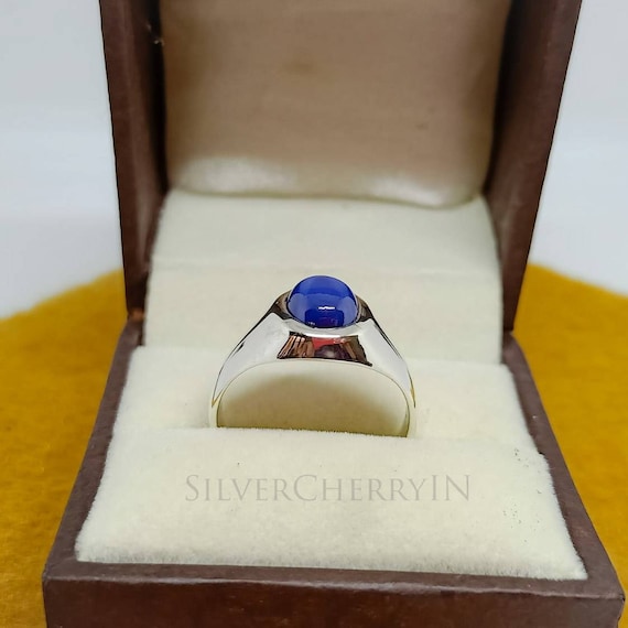 Bague étoile Saphir Bleu Argent 925 - Vintage, Faite Main, Art Déco