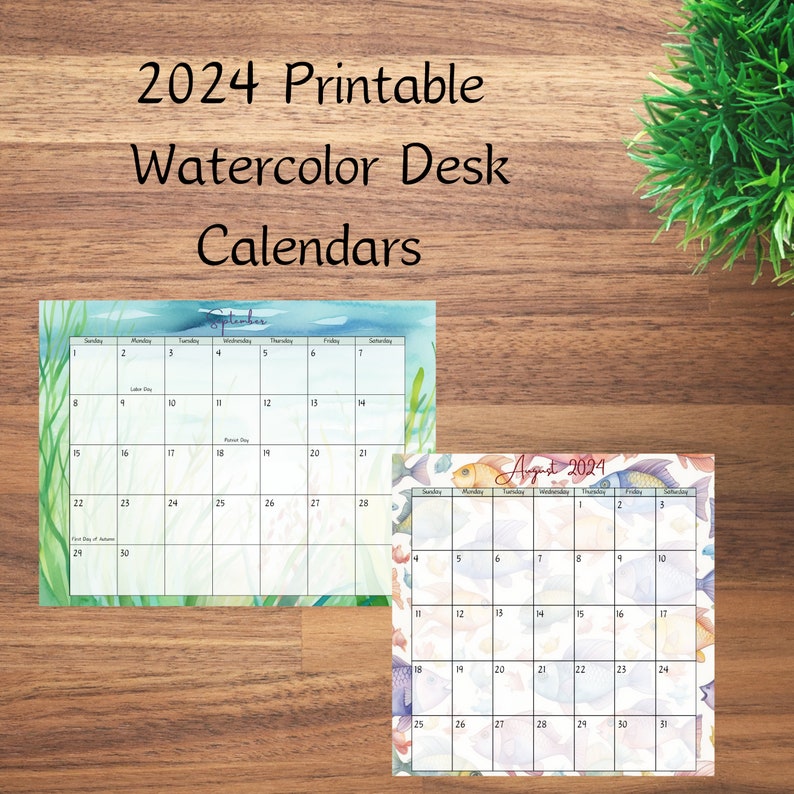 2024 Printable Mermaid Desk Calendars, Monthly Calendar, Artsy, Instant ...