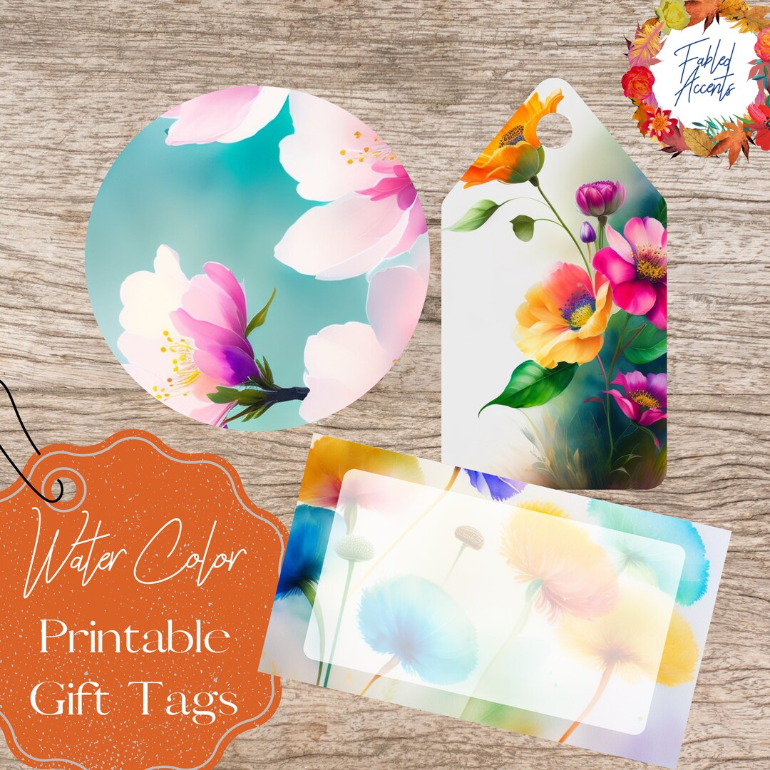 Water Color Gift Tags printable Etsy