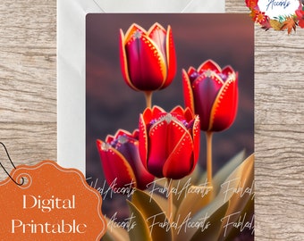 Royal Red Tulips Mother's Day Card (Printable)