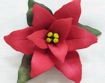 Capodimonte Poinsettia Flower: Italian Porcelain Figurine, Handmade 3D Art