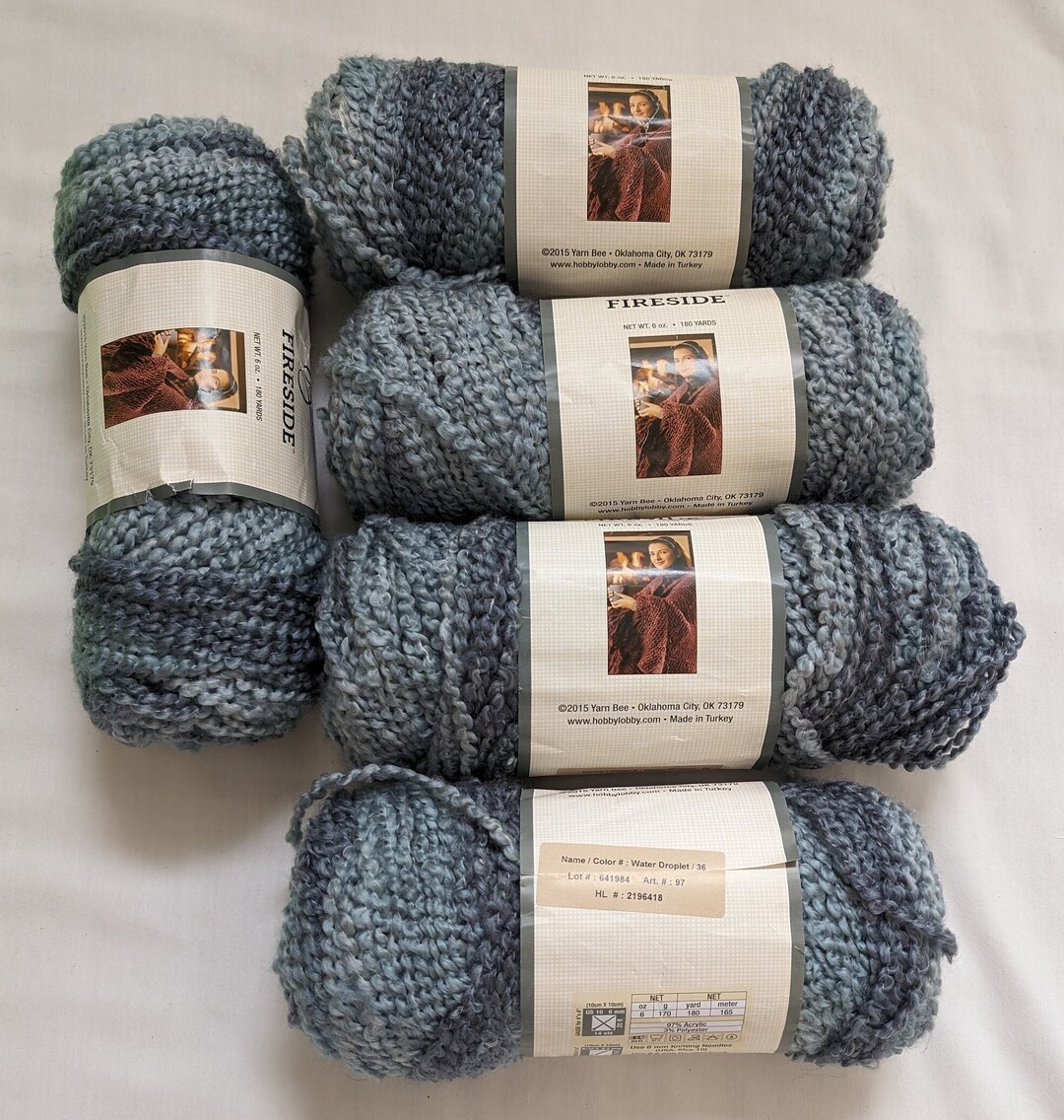 Yarn Craft Fireside Yarn Bee Water Droplet 6oz 180yd 6bulky Acrylic
