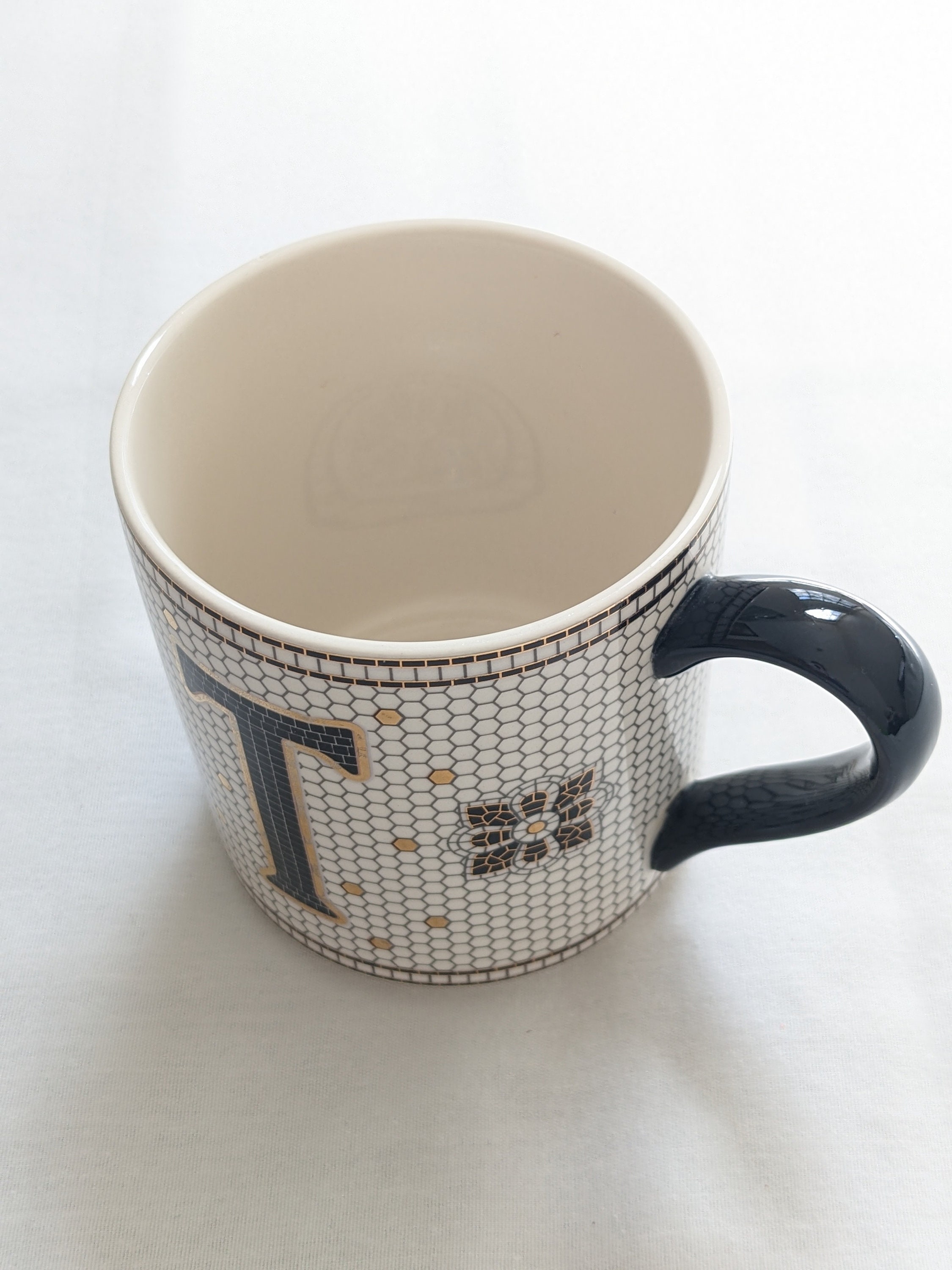 Anthropologie Coffee/tea Mug Mosaic Tile Monogram T Initial Etsy