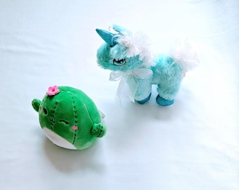 Squishy Mallows Cactus & Unicorn Plush Set: Soft Polyester Stuffed Animals