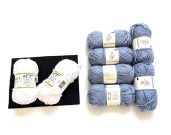 Bulky Yarn Lot: White Beehive, Blue Cornflower, Soft & Fluffy