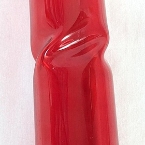 Ruby Red Crystal Vase: Tall Swirled Glass, Romanian Made