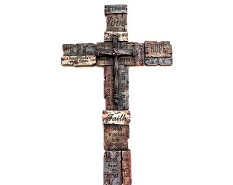 Jesus Faith Christianity Cross X Large Bible Religious 3D Carved Decorative Wall Hang
