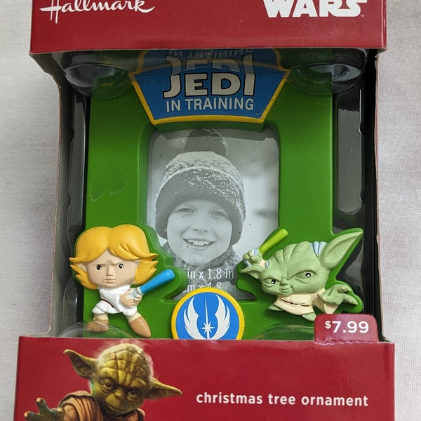 Christmas Tree Ornament Photo Frame Hallmark Star Wars Lovers NIB Retired/Discontinued Jedi in Training Attractive Catchy Vivid Color Kids