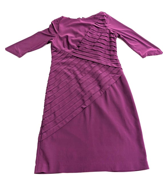 Formal Attire Woman Dress Layered Pleated Adriana Papell Purple Violet Size 8 Polyester