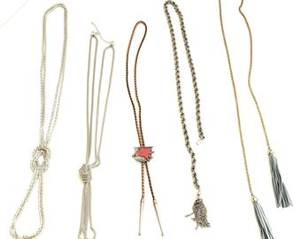 Brutalist Bolo Tie Y Lariat Necklace 5different Chunky Silver/Gold Tone Cowboy Jewelry