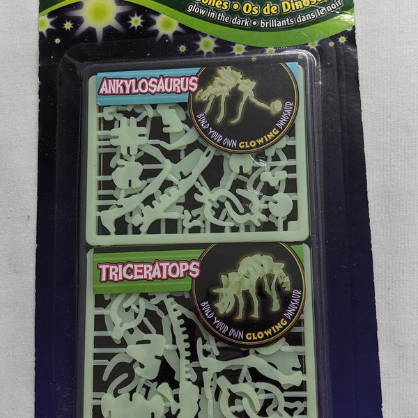 Anthropology Halloween Glows In The Dark Dino Bones 2 in 1pack Ankylosaurus +Triceratops Ages 4+ Easy Assemble Project Crazy Scary Cool