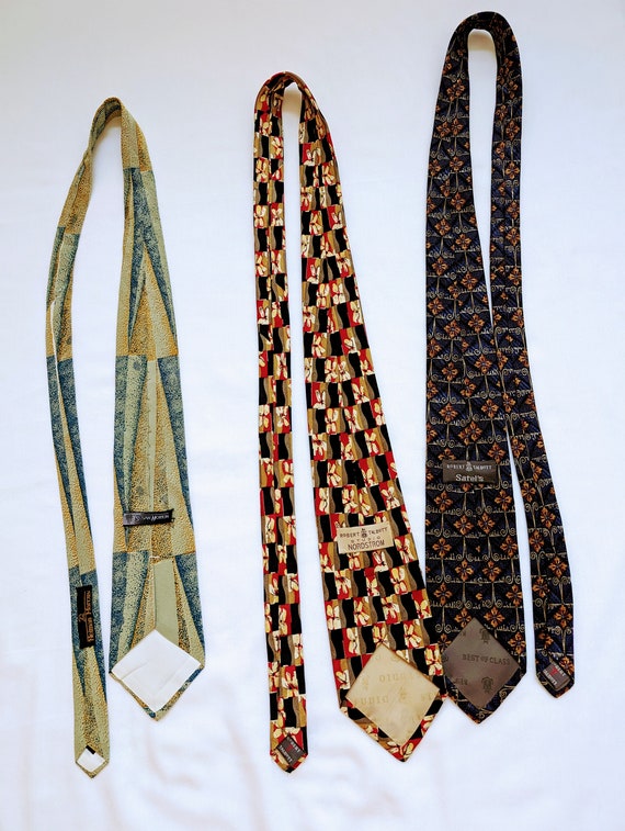 Robert Talbott Silk Necktie: Floral Geometric Pri… - image 5