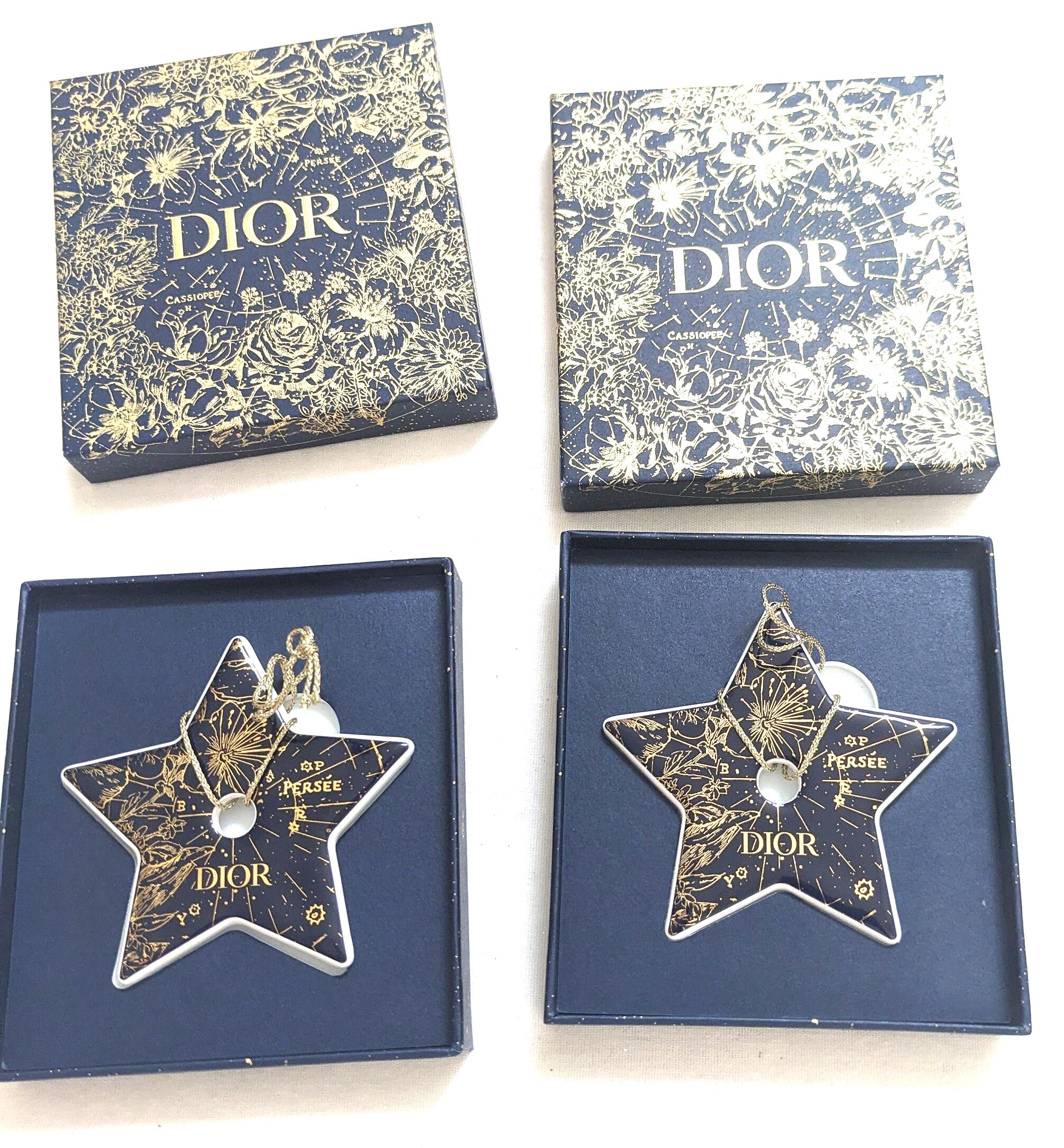 DIOR Persee Star Christmas Ornament: Cobalt Blue Ceramic, Gold 