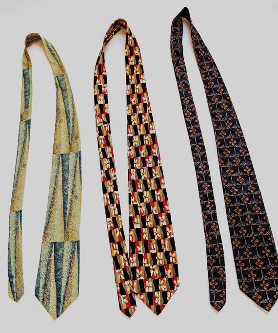 Robert Talbott Silk Necktie: Floral Geometric Pri… - image 1