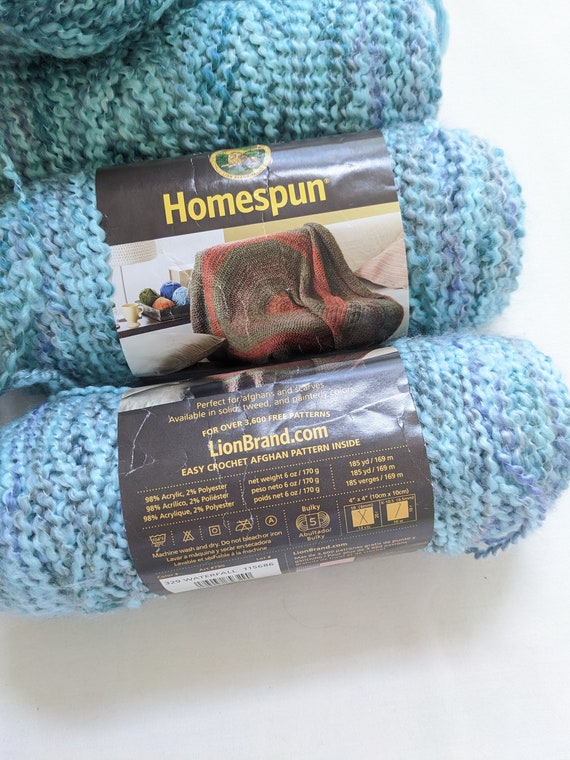 Yarn USA Lion Brand Homespun Yarn Bulky Weight 5 6 Oz/185 Yds 98 Acrylic 2  Polyester 4 Diff Color 329 Waterfall 318 Sierra/green Dark Blue 