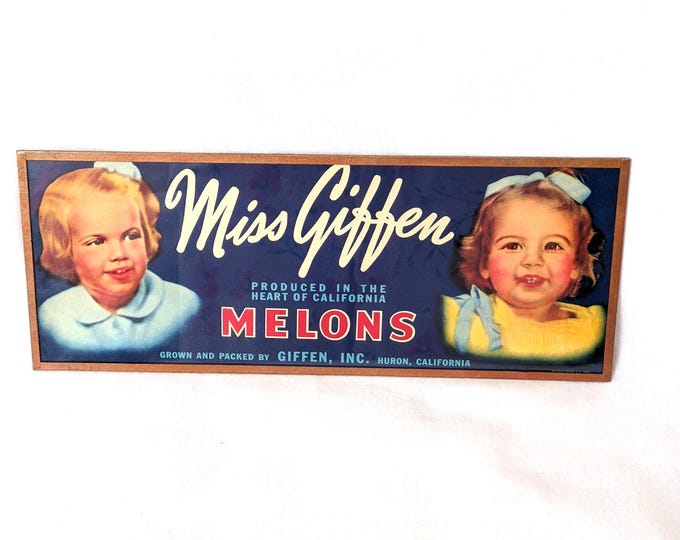Miss Giffen Melons Fruit Crate Label - Handcrafted Copper Frame - Etsy