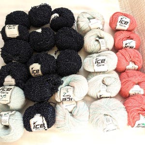 Ice Yarn Loren 4 Diff Color 2WinterBlue 12Dark Gray Boucle 7Glitter Mix Baby Blue/Pink 5Pink  Acrylic Wool Lurex Blend Yarn Retro Chic Fancy