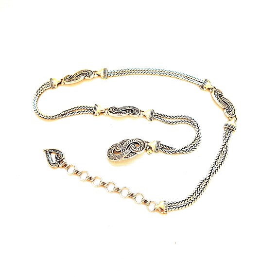 Brighton Silver Tone Paisley Belt: Heart Tag, Size L/42  display picture 1