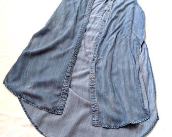 Denim Iaju Women Blazer Sleeveless Dress Size M Button Up
