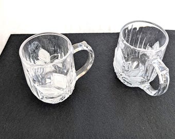 Mikasa Crystal Poinsettia Heavy Clear 2Mugs Set