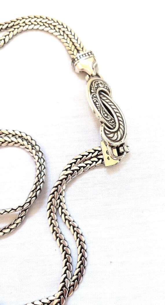 Brighton Swirl and Chain‎ Vintage Belt Size Large Vintage Thick 90s Brighton Blue Black Curlicue Swirl Belt  main image 2