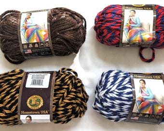 Lion Brand Hometown USA Yarn: Bulky Acrylic, Retro Chic, 4oz 64yd