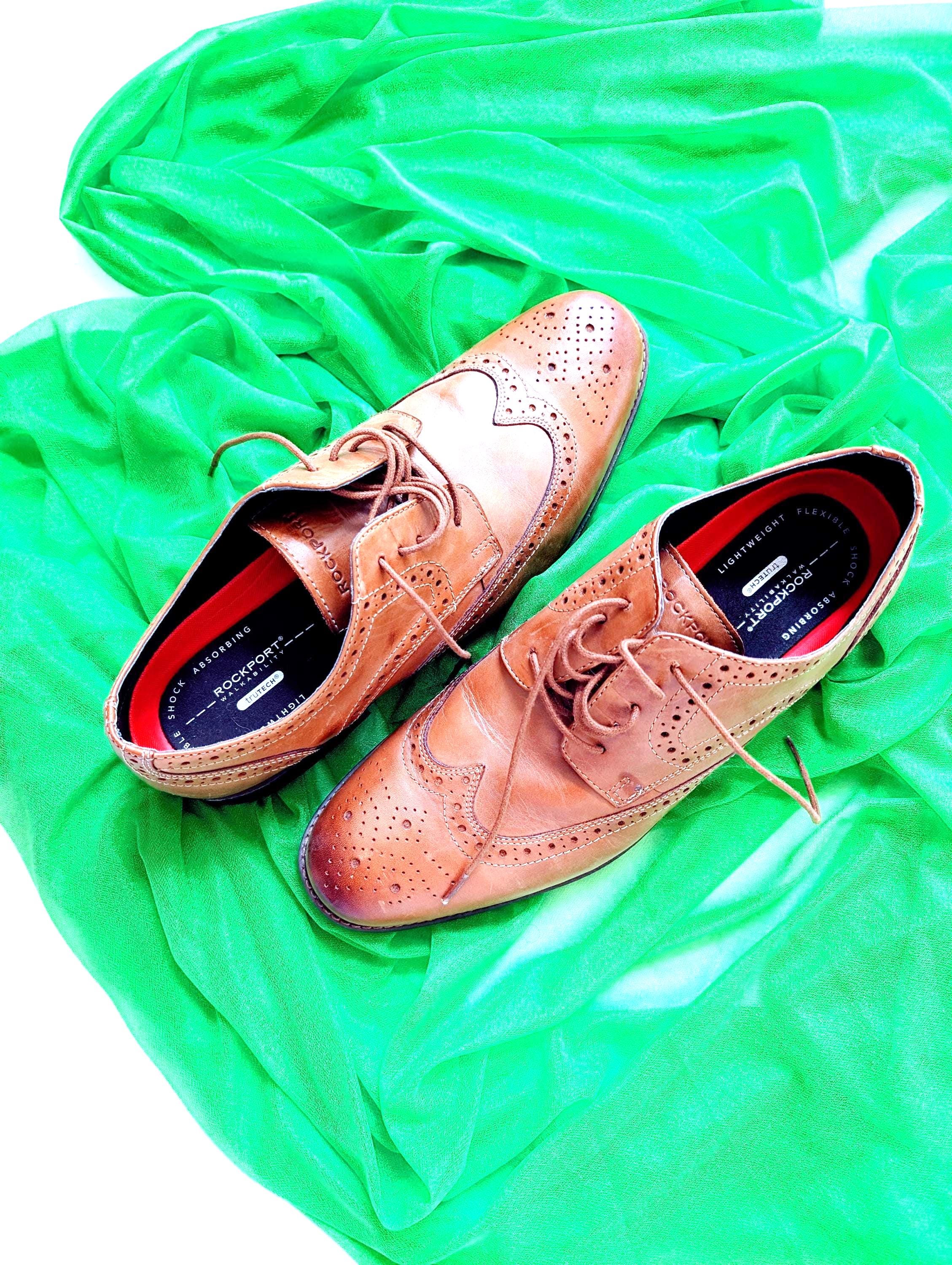 Rockport Leather Oxfords: Cognac Brown Lace-up Dress Shoes  display picture 2