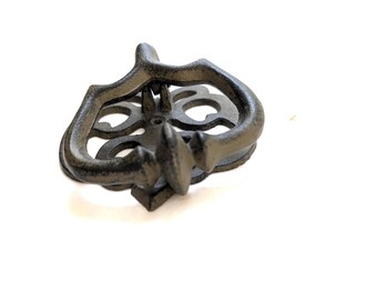 Classic Style Wrought Iron Door Knocker Rustic Distressed Scrolling 4.5" x 5.5"